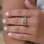 Rainbow Labradorite Ring ~ Rectangular Stone~ Gemstone ~ Natural ~ 18k Gold Plated ~ Jewelry ~ Handmade ~ February Birthstone ~ MR317
