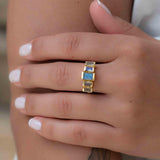 Rainbow Labradorite Ring ~ Rectangular Stone~ Gemstone ~ Natural ~ 18k Gold Plated ~ Jewelry ~ Handmade ~ February Birthstone ~ MR317