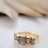 Rainbow Labradorite Ring ~ Rectangular Stone~ Gemstone ~ Natural ~ 18k Gold Plated ~ Jewelry ~ Handmade ~ February Birthstone ~ MR317