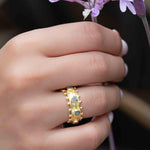 Rainbow Labradorite Ring ~ Gemstone ~ Natural ~ 18k Gold Plated ~ Jewelry ~ Handmade ~ February Birthstone ~ MR323