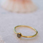 Rainbow Labradorite Ring~ Gemstone ~ Round~ Stackable~  Natural ~ 18k Gold Plated ~ Jewelry ~ Handmade~February Birthstone ~MR329