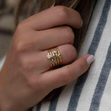 Rainbow Labradorite Ring~ Gemstone ~ Round~ Stackable~  Natural ~ 18k Gold Plated ~ Jewelry ~ Handmade~February Birthstone ~MR329