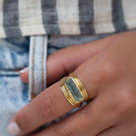 Rainbow Labradorite Ring ~ Rectangular Stone~ Gemstone ~ Natural ~ 18k Gold Plated ~ Jewelry ~ Handmade ~ February Birthstone ~ MR304
