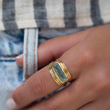 Rainbow Labradorite Ring ~ Rectangular Stone~ Gemstone ~ Natural ~ 18k Gold Plated ~ Jewelry ~ Handmade ~ February Birthstone ~ MR304
