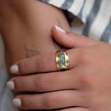 Rainbow Labradorite Ring ~ Rectangular Stone~ Gemstone ~ Natural ~ 18k Gold Plated ~ Jewelry ~ Handmade ~ February Birthstone ~ MR304