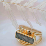 Rainbow Labradorite Ring ~ Rectangular Stone~ Gemstone ~ Natural ~ 18k Gold Plated ~ Jewelry ~ Handmade ~ February Birthstone ~ MR304