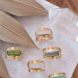 Rainbow Labradorite Ring ~ Rectangular Stone~ Gemstone ~ Natural ~ 18k Gold Plated ~ Jewelry ~ Handmade ~ February Birthstone ~ MR304