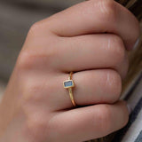 Rainbow Labradorite Ring ~ Rectangular Stone~ Gemstone ~ Natural ~ 18k Gold Plated ~ Jewelry ~ Handmade~February Birthstone - MR320
