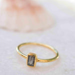 Rainbow Labradorite Ring ~ Rectangular Stone~ Gemstone ~ Natural ~ 18k Gold Plated ~ Jewelry ~ Handmade~February Birthstone - MR320