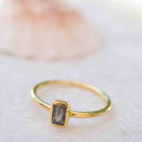 Rainbow Labradorite Ring ~ Rectangular Stone~ Gemstone ~ Natural ~ 18k Gold Plated ~ Jewelry ~ Handmade~February Birthstone - MR320