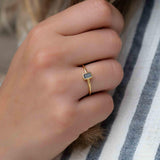 Rainbow Labradorite Ring ~ Rectangular Stone~ Gemstone ~ Natural ~ 18k Gold Plated ~ Jewelry ~ Handmade~February Birthstone - MR320