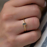 Rainbow Labradorite Ring ~ Rectangular Stone~ Gemstone ~ Natural ~ 18k Gold Plated ~ Jewelry ~ Handmade~February Birthstone - MR320