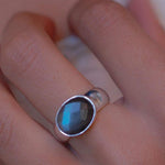 Rainbow Labradorite Ring ~ Sterling Silver 925 ~MR015 - Maresia Jewelry