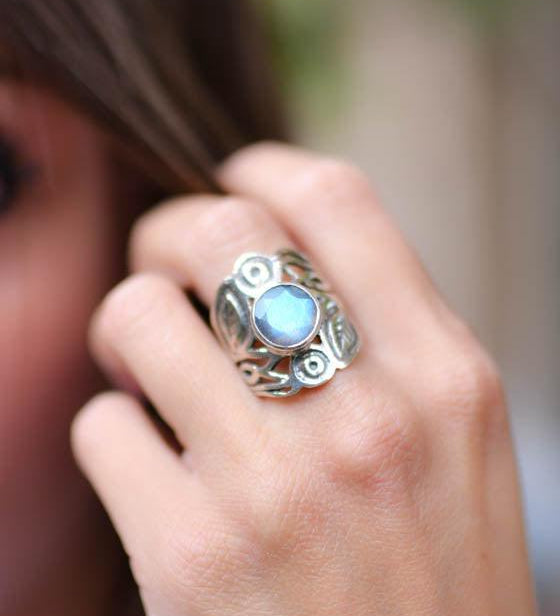 Rainbow Labradorite Ring ~Sterling Silver 925 ~MR047 - Maresia Jewelry
