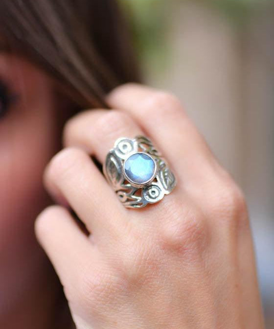 Rainbow Labradorite Ring ~Sterling Silver 925 ~MR047 - Maresia Jewelry