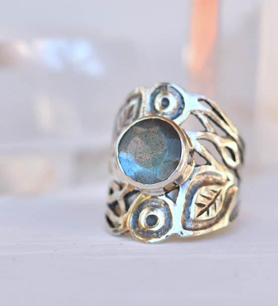 Rainbow Labradorite Ring ~Sterling Silver 925 ~MR047 - Maresia Jewelry