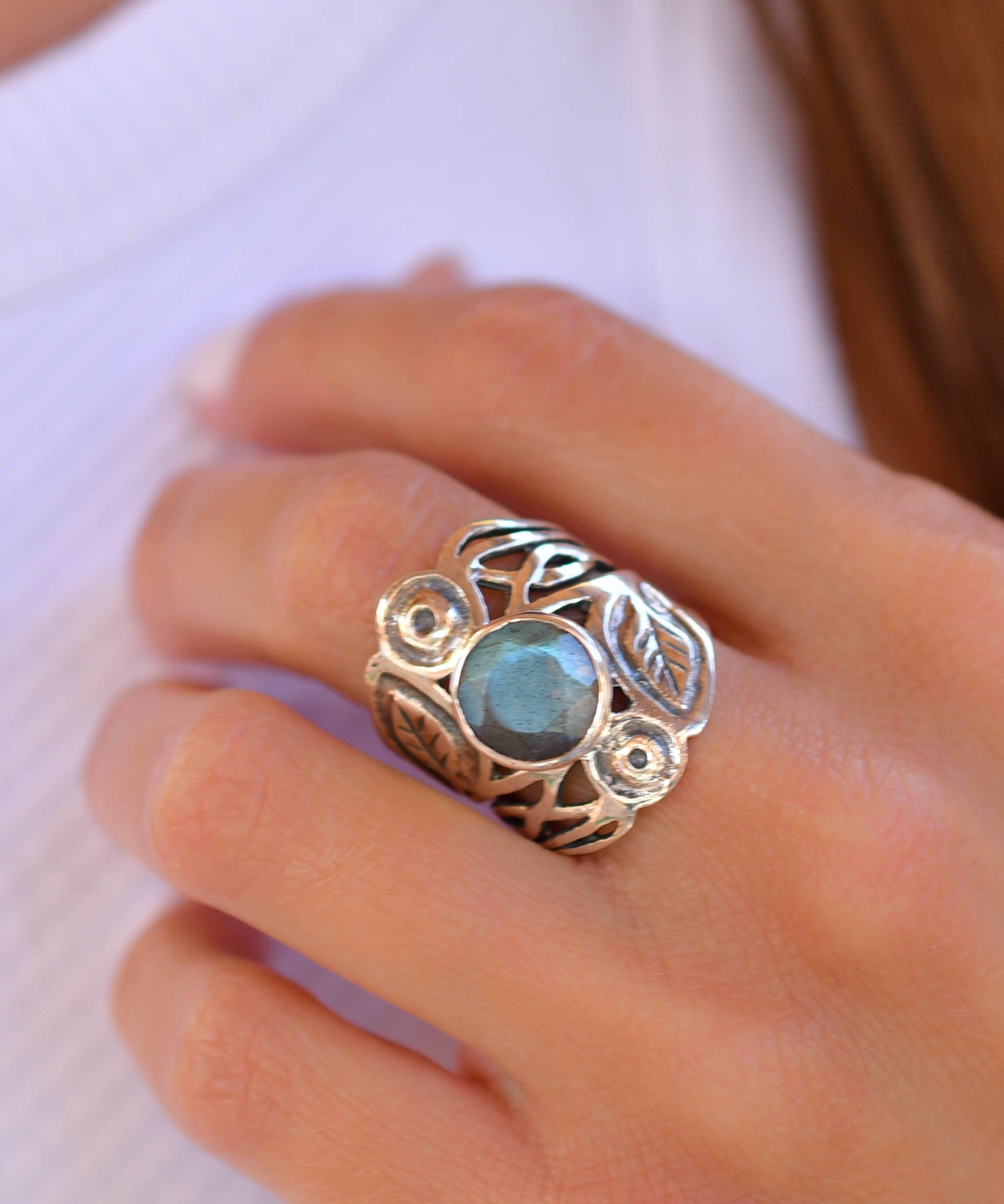 Rainbow Labradorite Ring ~Sterling Silver 925 ~MR047 - Maresia Jewelry
