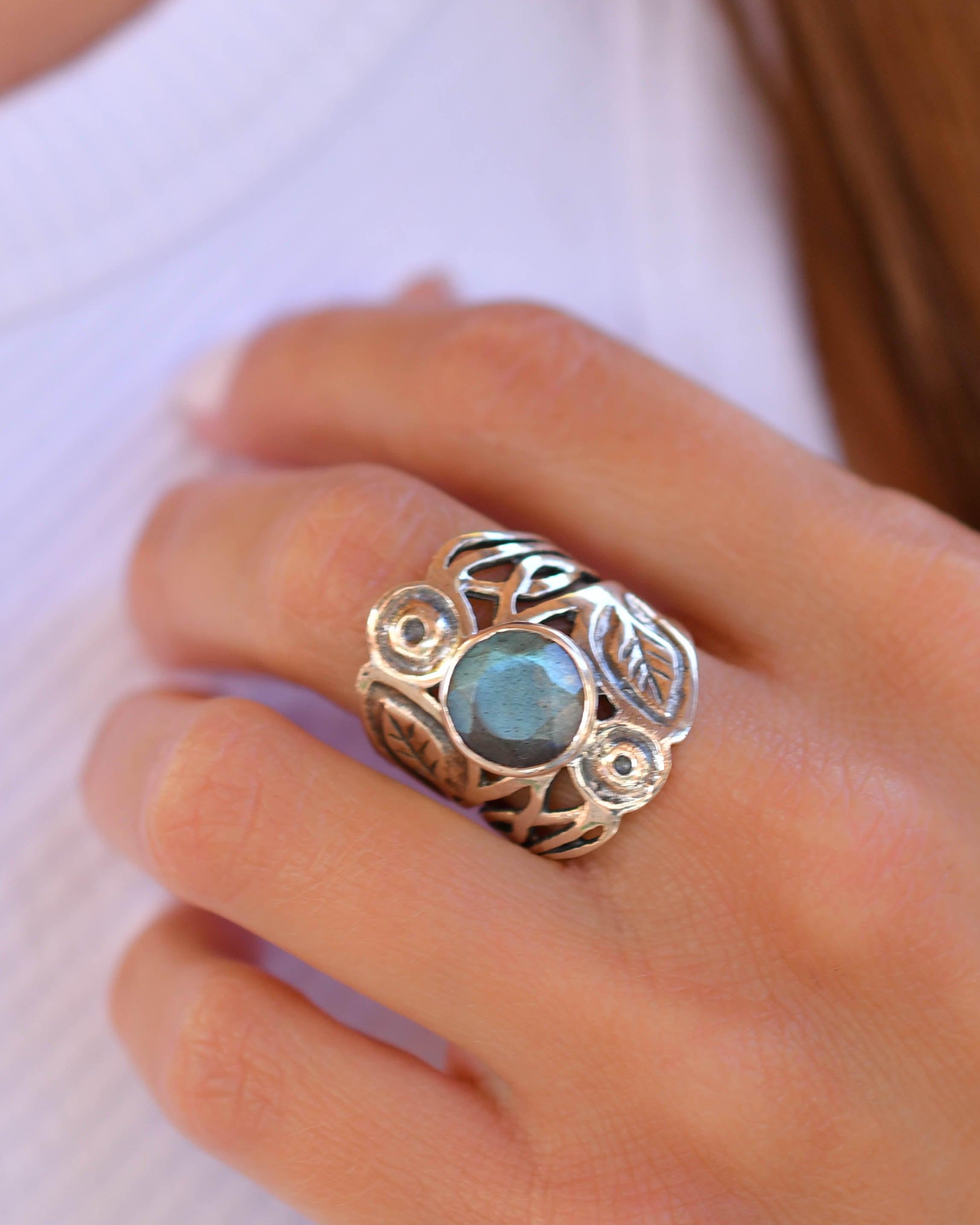 Rainbow Labradorite Ring ~Sterling Silver 925 ~MR047 - Maresia Jewelry