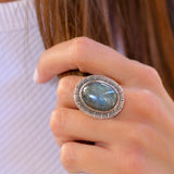 Rainbow Labradorite Ring ~Sterling Silver 925 ~MR067 - Maresia Jewelry