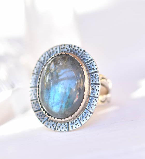 Rainbow Labradorite Ring ~Sterling Silver 925 ~MR067 - Maresia Jewelry