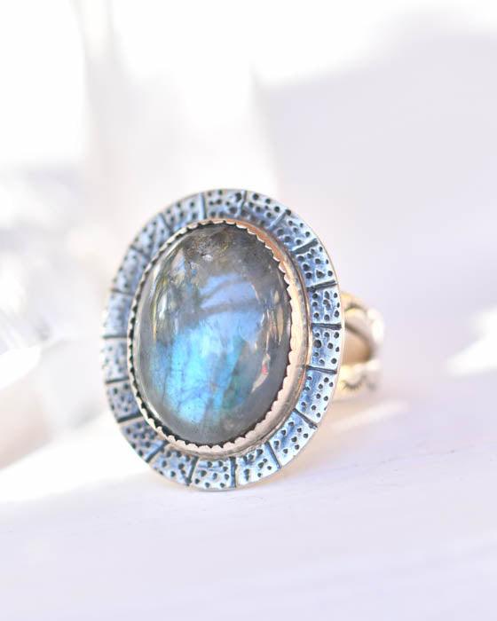 Rainbow Labradorite Ring ~Sterling Silver 925 ~MR067 - Maresia Jewelry