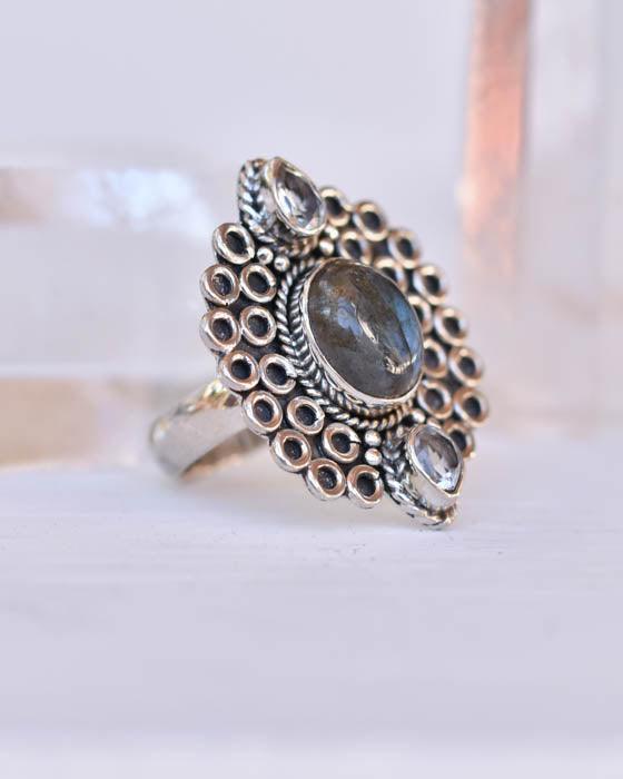 Rainbow Labradorite Ring ~Sterling Silver 925 ~ MR070 - Maresia Jewelry