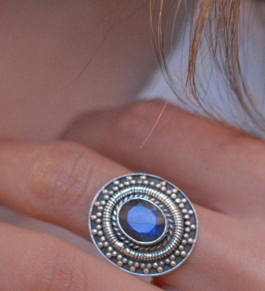 Rainbow Labradorite Ring ~ Sterling Silver 925~ MR107 - Maresia Jewelry