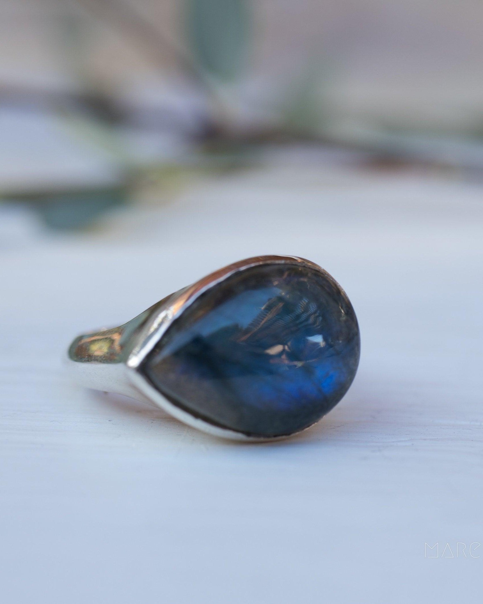 Rainbow Labradorite Ring ~ Sterling Silver 925 ~MR079 - Maresia Jewelry