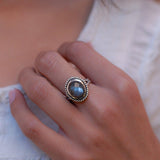 Rainbow Labradorite Round Ring ~ Sterling Silver 925 ~ MR132 - Maresia Jewelry
