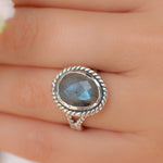 Rainbow Labradorite Round Ring ~ Sterling Silver 925 ~ MR132 - Maresia Jewelry