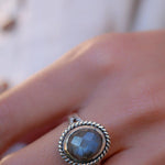 Rainbow Labradorite Round Ring ~ Sterling Silver 925 ~ MR132 - Maresia Jewelry