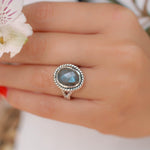 Rainbow Labradorite Round Ring ~ Sterling Silver 925 ~ MR132 - Maresia Jewelry