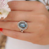 Rainbow Labradorite Round Ring ~ Sterling Silver 925 ~ MR132 - Maresia Jewelry