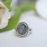 Rainbow Labradorite Round Ring ~ Sterling Silver 925 ~ MR132 - Maresia Jewelry
