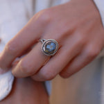 Rainbow Labradorite Round Ring ~ Sterling Silver 925 ~ MR132 - Maresia Jewelry