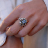 Rainbow Labradorite Round Ring ~ Sterling Silver 925 ~ MR132 - Maresia Jewelry