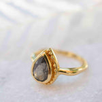 Rainbow Labradorite Tear Drop Ring ~ Gemstone ~ Natural ~ 18k Gold Plated ~ Jewelry ~ Handmade~February Birthstone - MR315