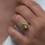 Rainbow Labradorite Tear Drop Ring ~ Gemstone ~ Natural ~ 18k Gold Plated ~ Jewelry ~ Handmade~February Birthstone - MR315