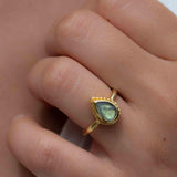 Rainbow Labradorite Tear Drop Ring ~ Gemstone ~ Natural ~ 18k Gold Plated ~ Jewelry ~ Handmade~February Birthstone - MR315