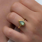 Rainbow Labradorite Tear Drop Ring ~ Gemstone ~ Natural ~ 18k Gold Plated ~ Jewelry ~ Handmade~February Birthstone - MR315