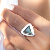 Rainbow Labradorite Triangle Ring Large ~ Sterling Silver 925 ~ MR115 - Maresia Jewelry