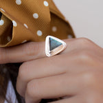 Rainbow Labradorite Triangle Ring Large ~ Sterling Silver 925 ~ MR115 - Maresia Jewelry