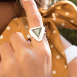 Rainbow Labradorite Triangle Ring Large ~ Sterling Silver 925 ~ MR115 - Maresia Jewelry