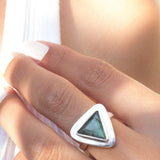 Rainbow Labradorite Triangle Ring Large ~ Sterling Silver 925 ~ MR115 - Maresia Jewelry