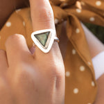 Rainbow Labradorite Triangle Ring Large ~ Sterling Silver 925 ~ MR115 - Maresia Jewelry