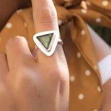 Rainbow Labradorite Triangle Ring Large ~ Sterling Silver 925 ~ MR115 - Maresia Jewelry