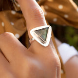 Rainbow Labradorite Triangle Ring Large ~ Sterling Silver 925 ~ MR115 - Maresia Jewelry