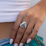 Rainbow Labradorite Triangle Ring Large ~ Sterling Silver 925 ~ MR115 - Maresia Jewelry