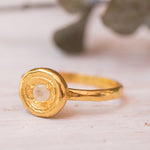 Rainbow Moonstone Ring ~ ~ 14k Gold Plated over Sterling Silver 925 ~ MR150 - Maresia Jewelry