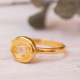 Rainbow Moonstone Ring ~ ~ 14k Gold Plated over Sterling Silver 925 ~ MR150 - Maresia Jewelry
